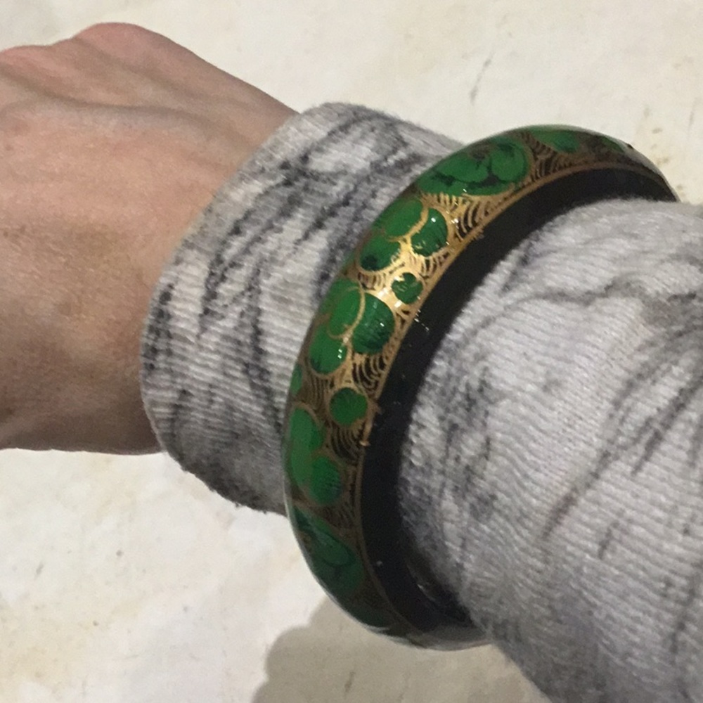 BNIP green and gold bangle bracelet
